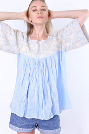 HAND EMBROIDERED TOP DEBORAH - sustainably made MOMO NEW YORK sustainable clothing, slow fashion