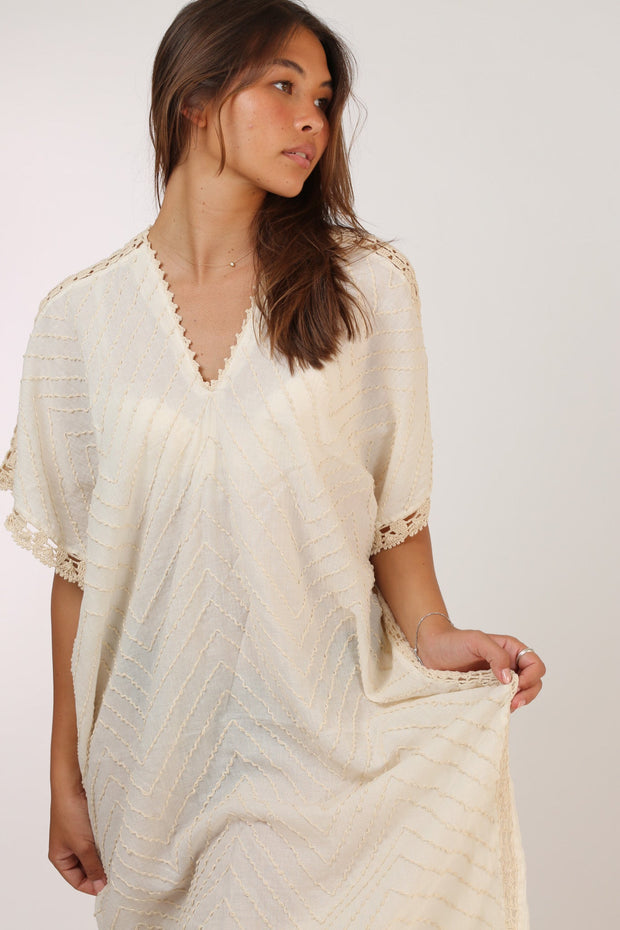 HAND STITCHED CROCHET KAFTAN MALIA - sustainably made MOMO NEW YORK sustainable clothing, resort2023 slow fashion