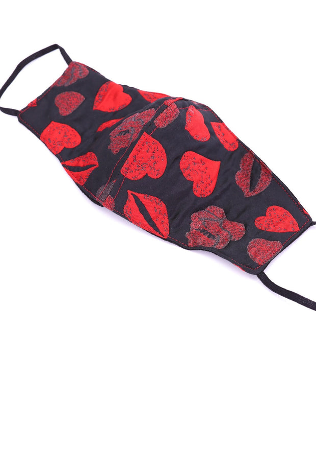 HEART & KISS FACE MASK MARILYN (BLACK/RED) - sustainably made MOMO NEW YORK sustainable clothing, offerfm slow fashion