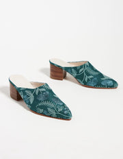 HEELED MULES EMBROIDERED X ANTHROPOLOGIE - sustainably made MOMO NEW YORK sustainable clothing, mules slow fashion