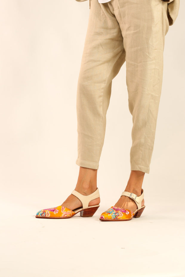 HEELED WESTERN MULES SANDALS SINDA - sustainably made MOMO NEW YORK sustainable clothing, sandals slow fashion