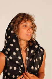 HOODIE DRESS POLKA DOT BLACK MADEENA - sustainably made MOMO NEW YORK sustainable clothing, dress slow fashion