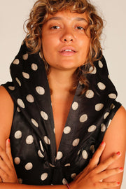 HOODIE DRESS POLKA DOT BLACK MADEENA - sustainably made MOMO NEW YORK sustainable clothing, dress slow fashion