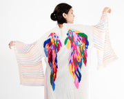 Kaftan Kimono Bila White - sustainably made MOMO NEW YORK sustainable clothing, Boho Chic slow fashion