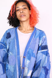 INDIGO PATCHWORK KIMONO NOLA - sustainably made MOMO NEW YORK sustainable clothing, Kimono slow fashion