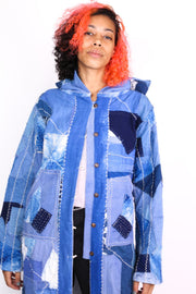 INDIGO PATCHWORK KIMONO NOLA - sustainably made MOMO NEW YORK sustainable clothing, Kimono slow fashion