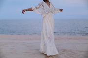 KAFTAN LACE COTTON DRESS LUNA - sustainably made MOMO NEW YORK sustainable clothing, dress slow fashion