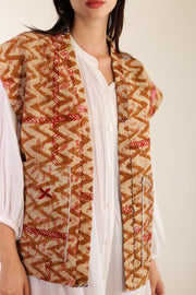 KANTHA COTTON VEST WISUSA - sustainably made MOMO NEW YORK sustainable clothing, Kimono slow fashion