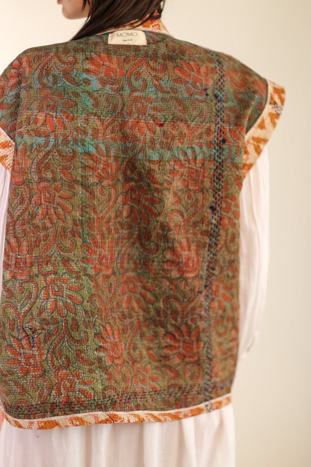 KANTHA COTTON VEST WISUSA - sustainably made MOMO NEW YORK sustainable clothing, Kimono slow fashion