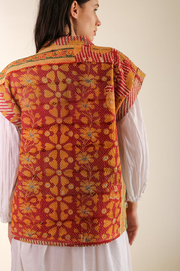 KANTHA QUILT VEST RUISA - sustainably made MOMO NEW YORK sustainable clothing, Kimono slow fashion