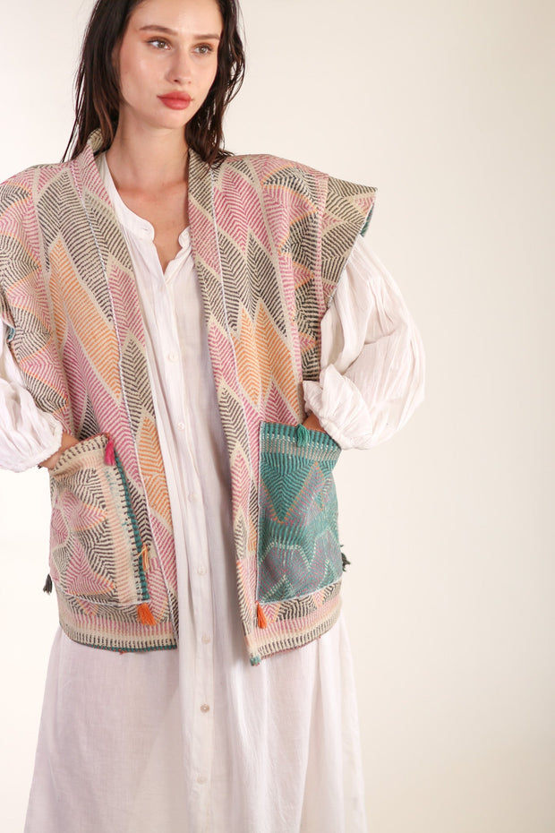 KANTHA VEST KIMII - sustainably made MOMO NEW YORK sustainable clothing, slow fashion