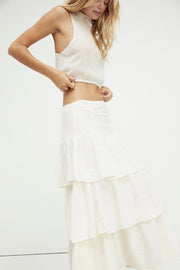 LAYERED COTTON SPRING SKIRT AMALISA - sustainably made MOMO NEW YORK sustainable clothing, saleojai slow fashion