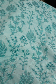 LIGHT TURQUOISE EMBROIDERED SILK B32-11 - sustainably made MOMO NEW YORK sustainable clothing, fabric slow fashion