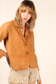 LINEN BLAZER JACKET KEILI - sustainably made MOMO NEW YORK sustainable clothing, linen slow fashion