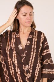 LINEN SILK MIX HAND TIE DYE KIMONO RESE - sustainably made MOMO NEW YORK sustainable clothing, Kimono slow fashion