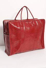 MOMO Red Crocodile Embossed Miami Mega Weekender - sustainably made MOMO NEW YORK sustainable clothing, offer slow fashion