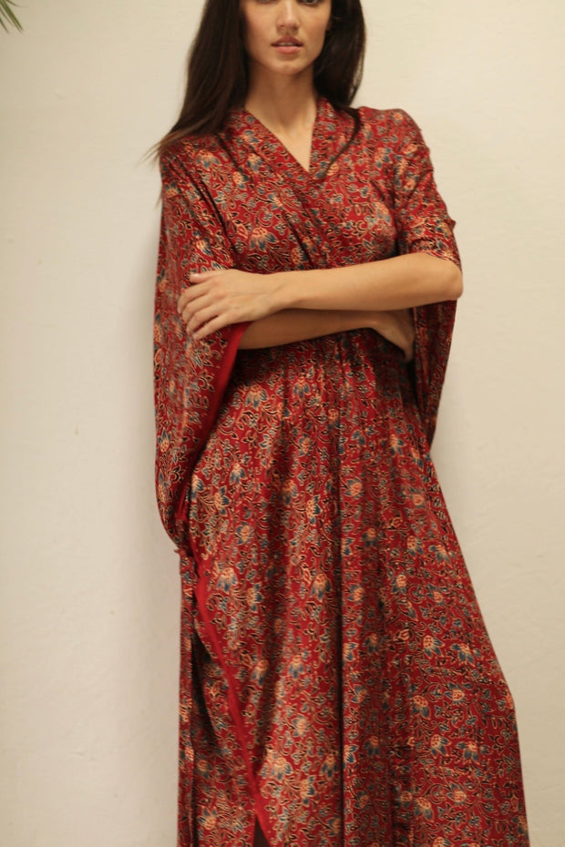 MONUS FLOWER MODAL SILK KIMONO - sustainably made MOMO NEW YORK sustainable clothing, Embroidered Kimono slow fashion