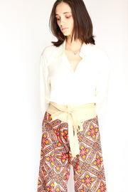 NEEDLEWORK FISHERMAN CROP WRAP PANTS - sustainably made MOMO NEW YORK sustainable clothing, pants slow fashion