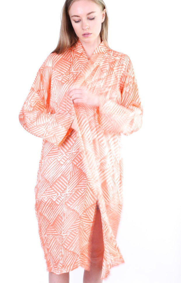 ORANGE SILK KIMONO KAFTAN CHIHIRO - sustainably made MOMO NEW YORK sustainable clothing, kaftan slow fashion