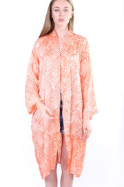 ORANGE SILK KIMONO KAFTAN CHIHIRO - sustainably made MOMO NEW YORK sustainable clothing, kaftan slow fashion