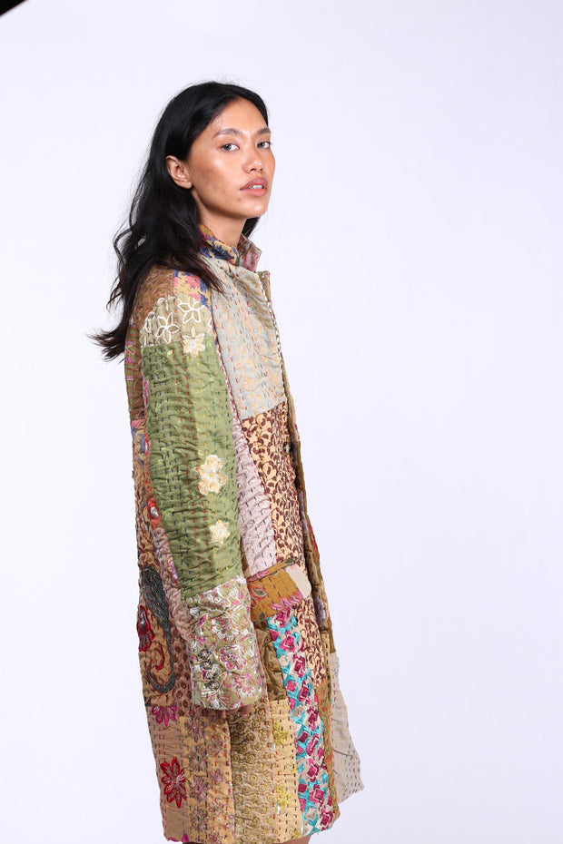 PATCHWORK STITCH JACKET COAT FRANKIE - sustainably made MOMO NEW YORK sustainable clothing, Coat slow fashion