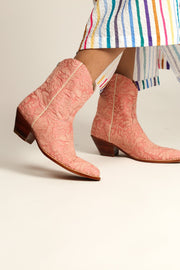 PEACH EMBROIDERED BOOTS TRIBECA - sustainably made MOMO NEW YORK sustainable clothing, boots slow fashion