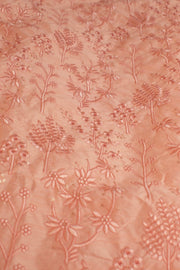 PEACH EMBROIDERED SILK B32-12 - sustainably made MOMO NEW YORK sustainable clothing, fabric slow fashion