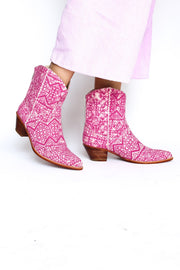 PINK BATIK BOOTS NATASHA - sustainably made MOMO NEW YORK sustainable clothing, boots slow fashion