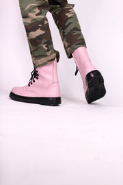 PINK COMBAT BOOTS ADA - sustainably made MOMO NEW YORK sustainable clothing, boots slow fashion