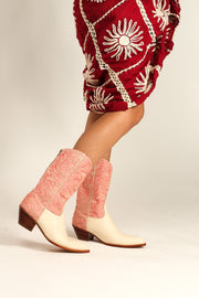 PINK CREME WESTERN BOOTS LOERI - sustainably made MOMO NEW YORK sustainable clothing, boots slow fashion