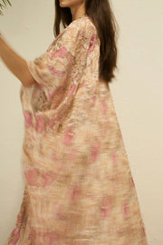 PINK GOLDEN SILK FLOWER KIMONO - sustainably made MOMO NEW YORK sustainable clothing, Embroidered Kimono slow fashion