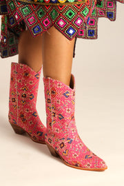 PINK WESTERN BOOTS BAJA - sustainably made MOMO NEW YORK sustainable clothing, boots slow fashion