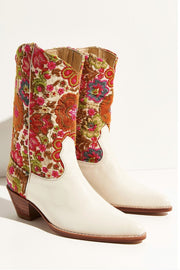 SELINA EMBROIDERED WESTERN BOOTS (IVORY) - sustainably made MOMO NEW YORK sustainable clothing, boots slow fashion