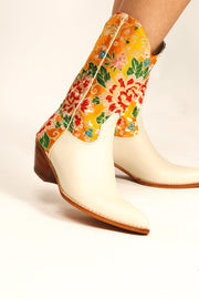 SELINA WESTERN BOOTS CHINESE SILK - sustainably made MOMO NEW YORK sustainable clothing, fall22 slow fashion