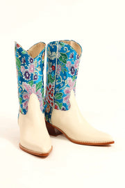 SELINA WESTERN BOOTS CHINESE SILK - sustainably made MOMO NEW YORK sustainable clothing, fall22 slow fashion