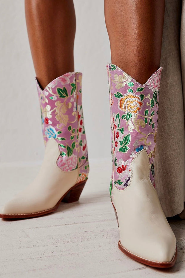 SELINA WESTERN BOOTS CHINESE SILK - sustainably made MOMO NEW YORK sustainable clothing, fall22 slow fashion