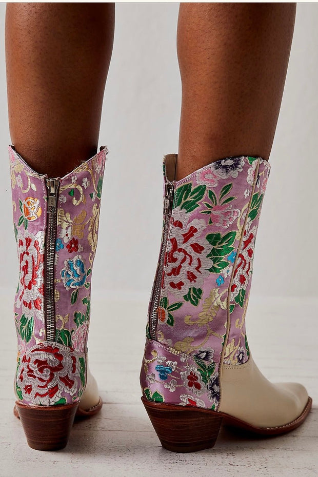 SELINA WESTERN BOOTS CHINESE SILK - sustainably made MOMO NEW YORK sustainable clothing, fall22 slow fashion