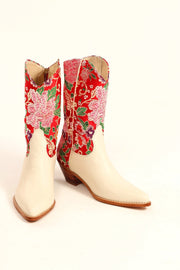 SELINA WESTERN CHINESE SILK BOOTS - sustainably made MOMO NEW YORK sustainable clothing, boots slow fashion