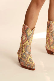 SEQUIN EMBROIDERED SILK WESTERN BOOTS NAHOME - sustainably made MOMO NEW YORK sustainable clothing, boots slow fashion