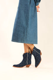 SHORT DENIM BOOTS SANTI - sustainably made MOMO NEW YORK sustainable clothing, boots slow fashion