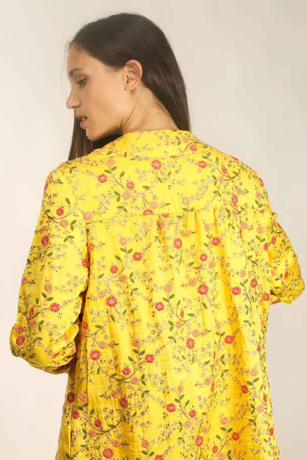 SILK EMBROIDERED KIMONO ARIS - sustainably made MOMO NEW YORK sustainable clothing, Jacket slow fashion