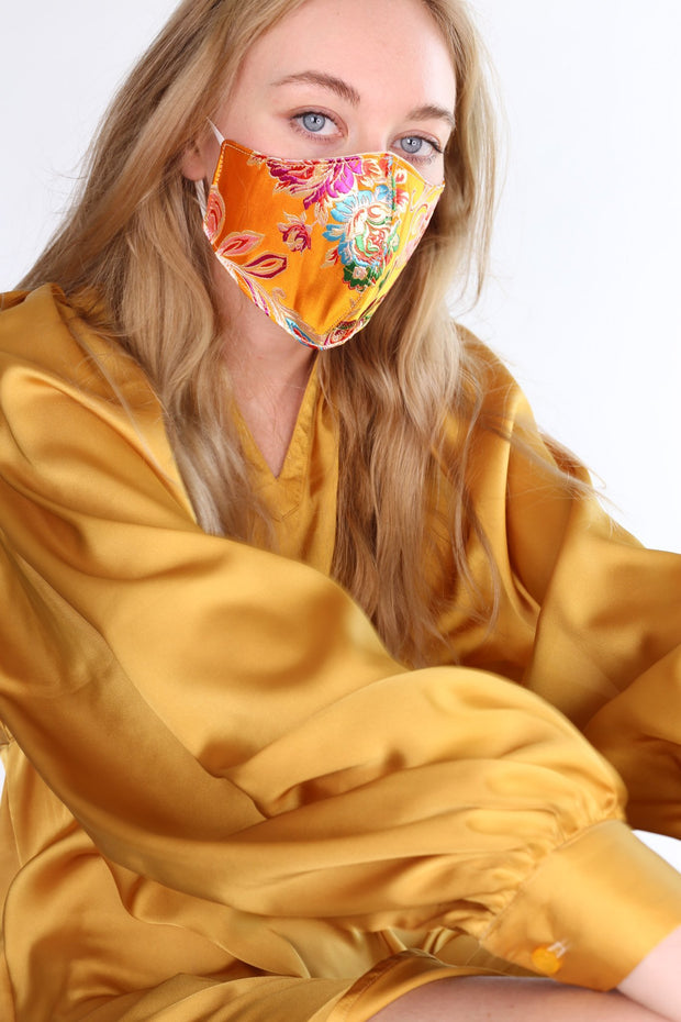 SILK FACE MASK TIJANA (YELLOW) - sustainably made MOMO NEW YORK sustainable clothing, offerfm slow fashion