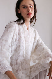 SILK FLOWER EMBELLISHED KIMONO ULISA - sustainably made MOMO NEW YORK sustainable clothing, Kimono slow fashion