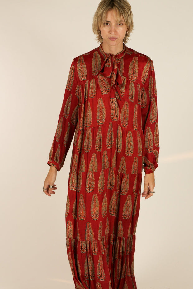 SILK MAXI DRESS ARAVENA - sustainably made MOMO NEW YORK sustainable clothing, dress slow fashion