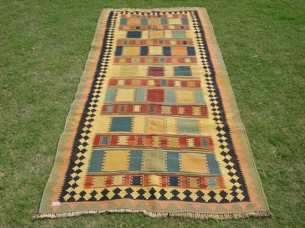 Size,9.3 x 3.11 Ft,Kilim Rug,VintageTurkish Kilim Rug,Flat-weave Kilim Rug - sustainably made MOMO NEW YORK sustainable clothing, rug slow fashion