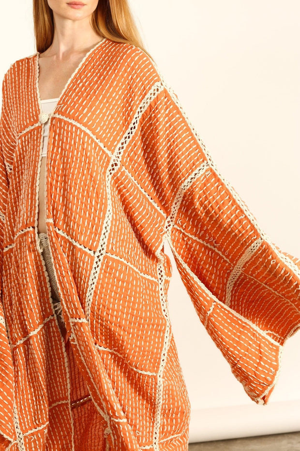 STITCH KIMONO ANNA - sustainably made MOMO NEW YORK sustainable clothing, kaftan slow fashion