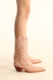 THAI TRADITIONAL FABRIC WESTERN BOOTS LEENA - sustainably made MOMO NEW YORK sustainable clothing, resort2023 slow fashion