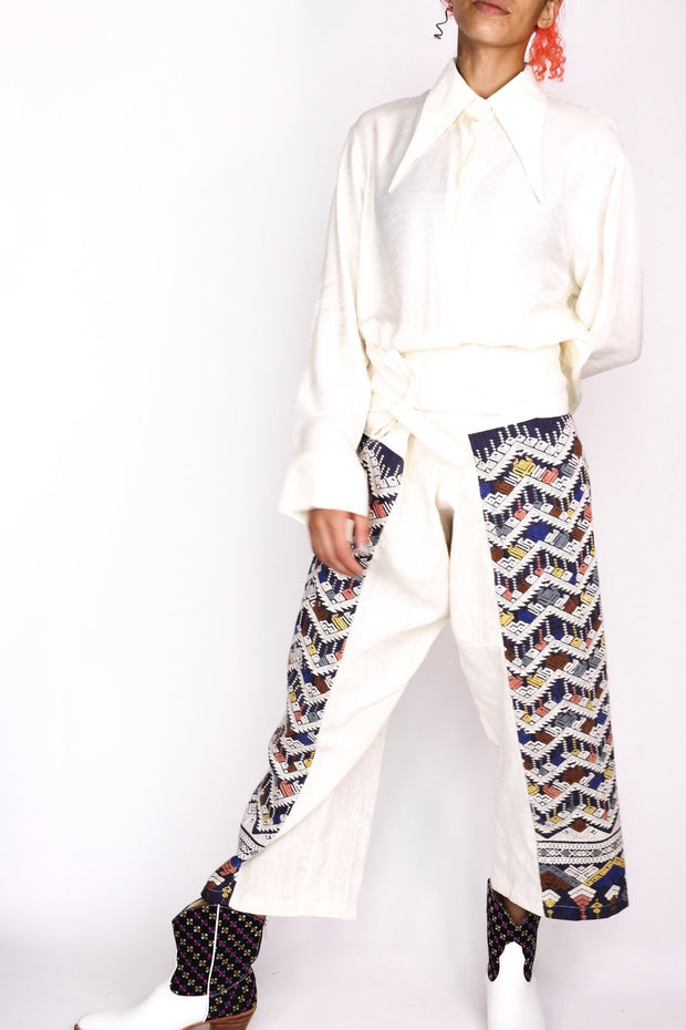 TRIBAL WOVEN FISHERMAN PANTS FIO - sustainably made MOMO NEW YORK sustainable clothing, pants slow fashion