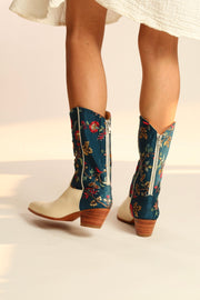 TURQUOISE WESTERN BOOTS BERNADETA - sustainably made MOMO NEW YORK sustainable clothing, boots slow fashion