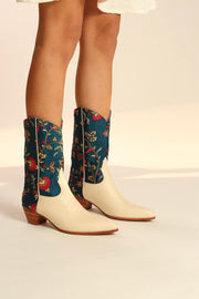 TURQUOISE WESTERN BOOTS BERNADETA - sustainably made MOMO NEW YORK sustainable clothing, boots slow fashion